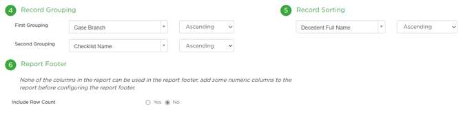 Grouping and sorting settings