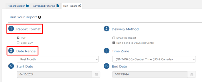 Run report tab