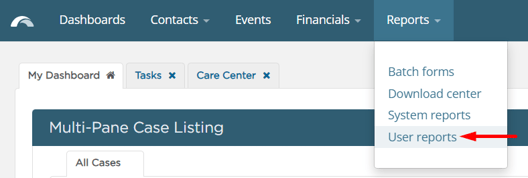 Reports > User reports
