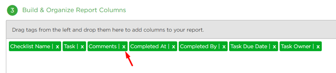 Delete columns by clicking x