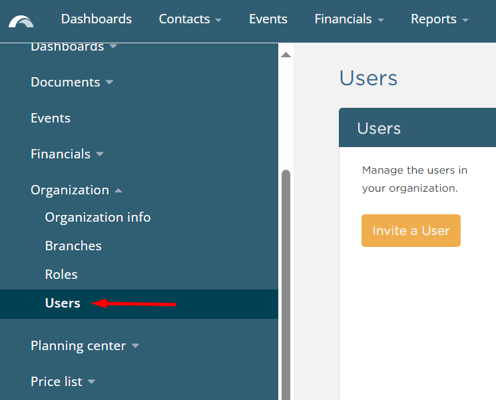 Organization > Users
