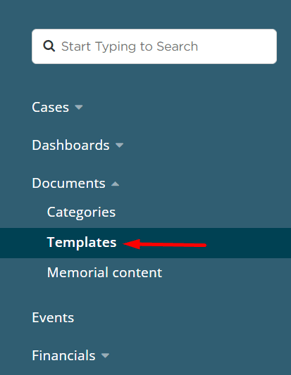 Documents section of Admin Settings