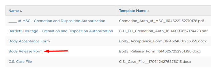 Click into form