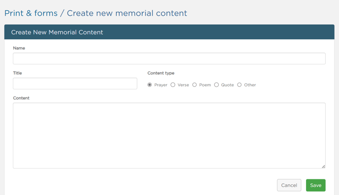 Blank new content form