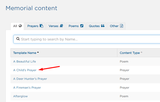 Select existing content
