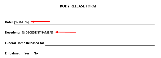 Tags on word document