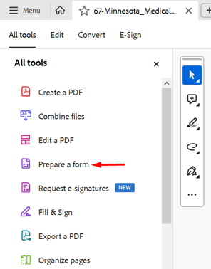 Prepare a form tool in Adobe Acrobat