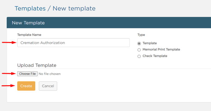 Upload template