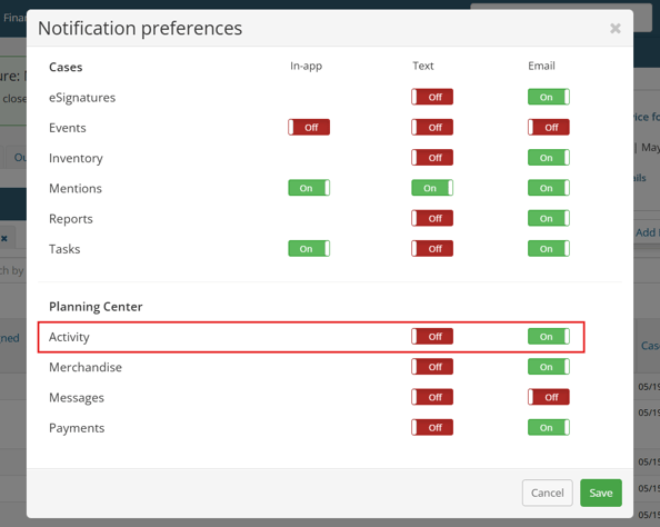 Notification preferences