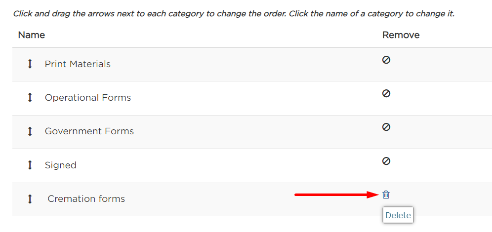 Customize template categories