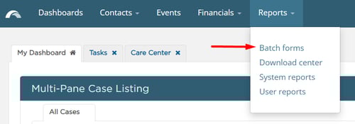 Reports > Batch forms
