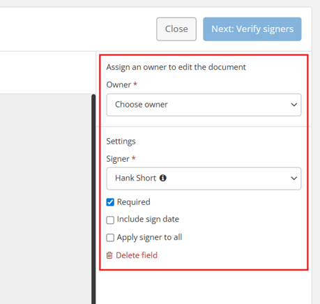 Field settings in editor