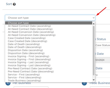 Select sort type