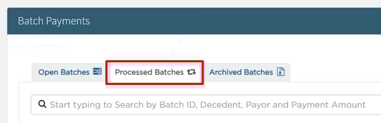 Processed Batches tab
