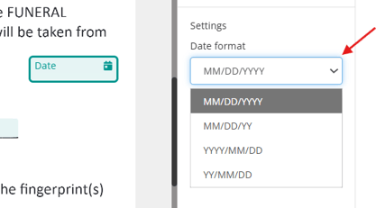 Date format dropdown