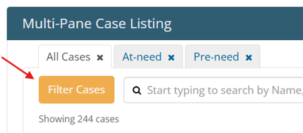 Filter cases button