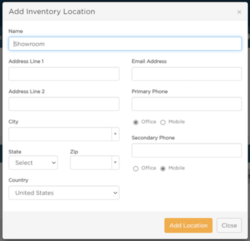 add inventory location modal