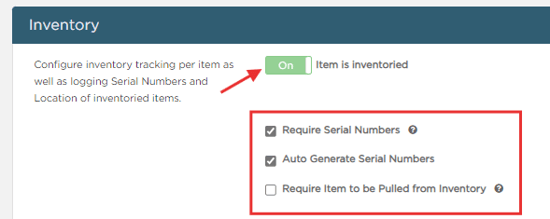 inventory price list item settings