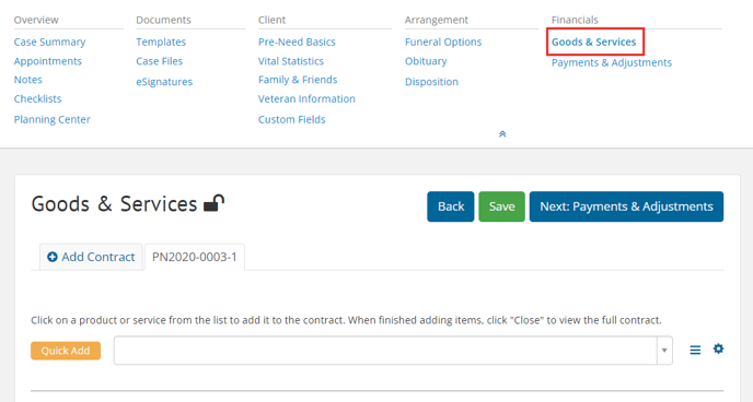Goods & Services page