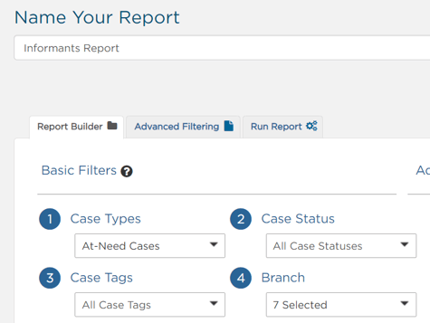 Name your report and select necessary filters.