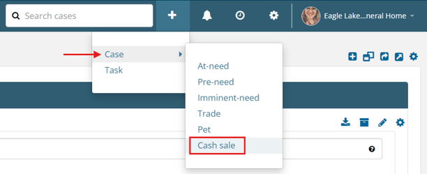 Add > Case > Cash sale