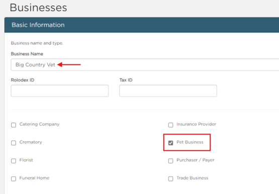 Add pet business entry