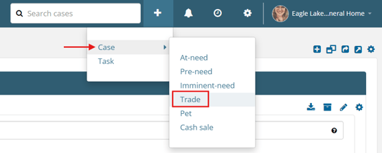 Add > Case > Trade