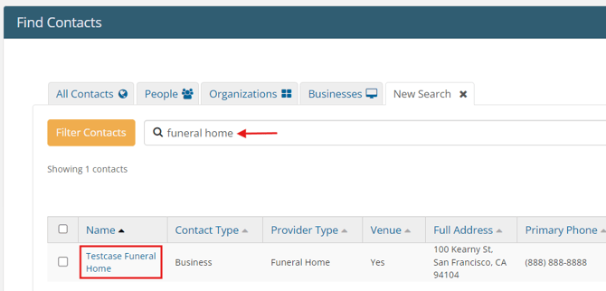 Search and select contact