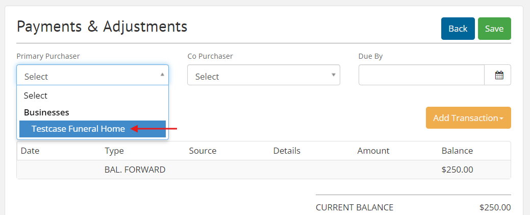 Add Primary Purchaser