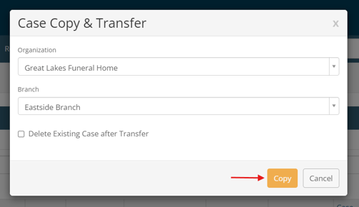 Copy case modal