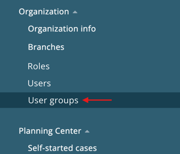Organization > User groups in backend settings