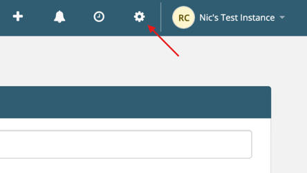 Admin gear icon in navigation bar