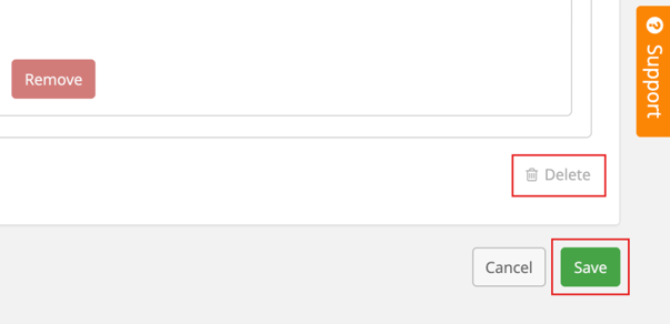 Delete and Save options at bottom of group creation page