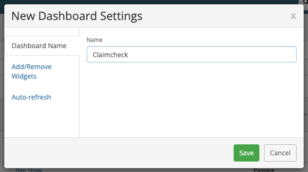 name the dashboard claimcheck