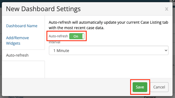 turn on auto refresh