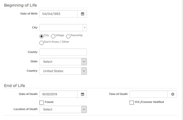 Adding date of birth and date of death