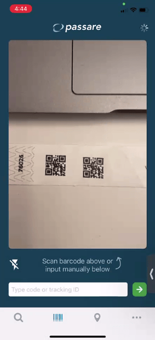Barcode icon takes you to a camera view to scan QR code