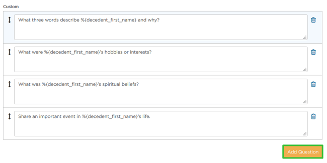 Add Custom questions