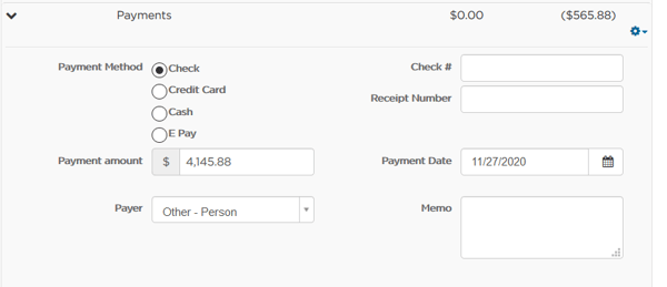 Add Payments fields