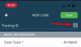 Fill in Tracking ID by selecting the barcode icon at top-right