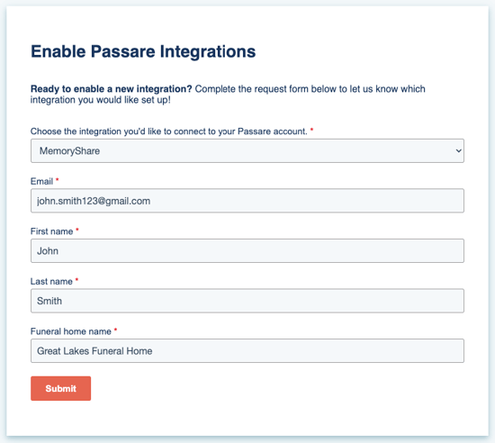 API key request form