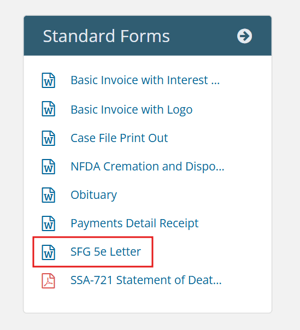 SFG 5e Letter document listed in Standard Forms box