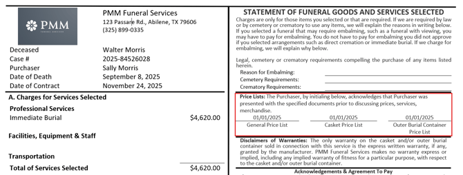 SFG 5e Letter document showing filled out effective dates