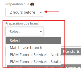 Preparation due and Preparation due branch fields