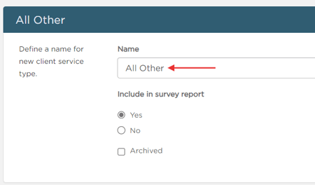 Client service type name field