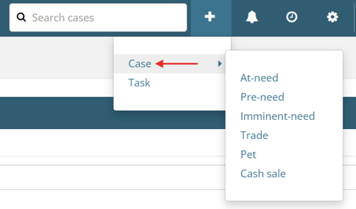 Create case dropdown