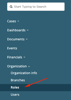 click organization, then roles