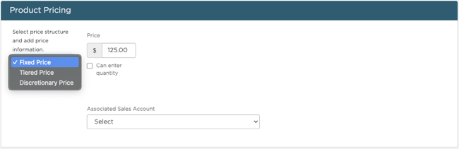 product pricing dropdown