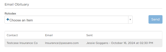 Email obituary history
