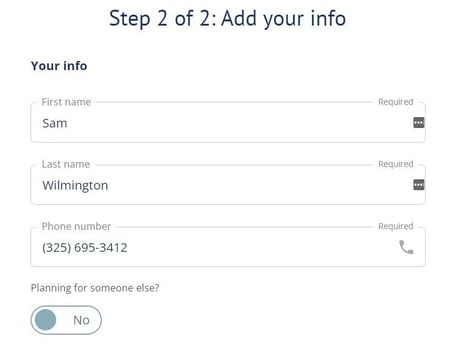 Create account page of Planning Center